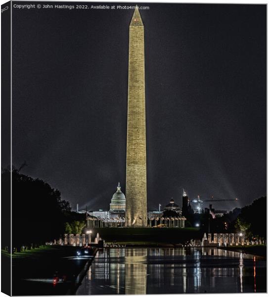 Iconic DC Landmarks at Night Canvas Print by John Hastings