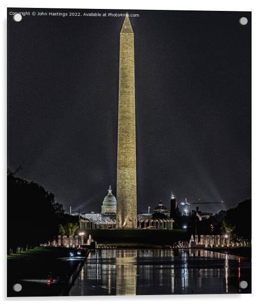 Iconic DC Landmarks at Night Acrylic by John Hastings