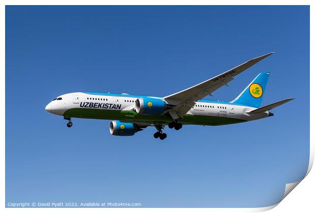 Uzbekistan Airways Boeing 787 Print by David Pyatt