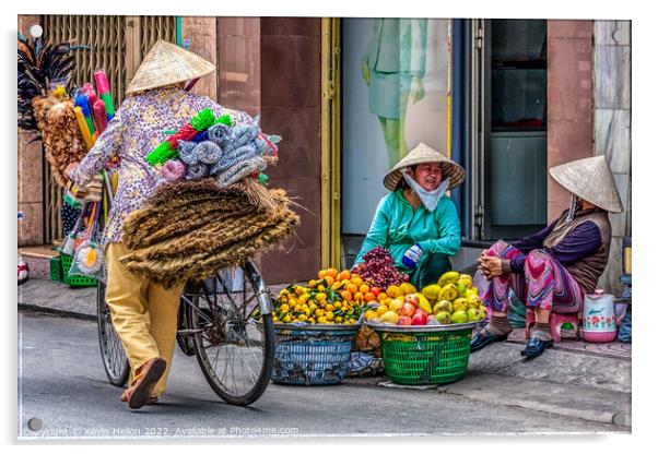 3 street vendors, Ho Chi Minh City, Saigon, Vietnam Acrylic by Kevin Hellon
