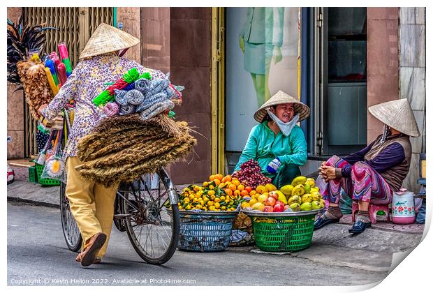 3 street vendors, Ho Chi Minh City, Saigon, Vietnam Print by Kevin Hellon