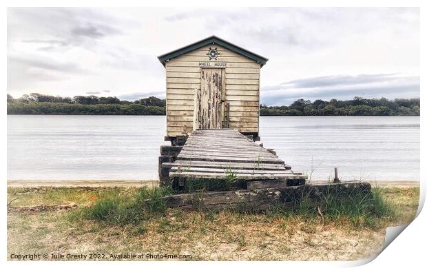 Old Boat House on Maroochydore River Queensland Print by Julie Gresty