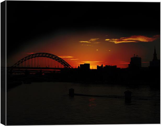 tyne bridge sunset silhouette. Canvas Print by Northeast Images