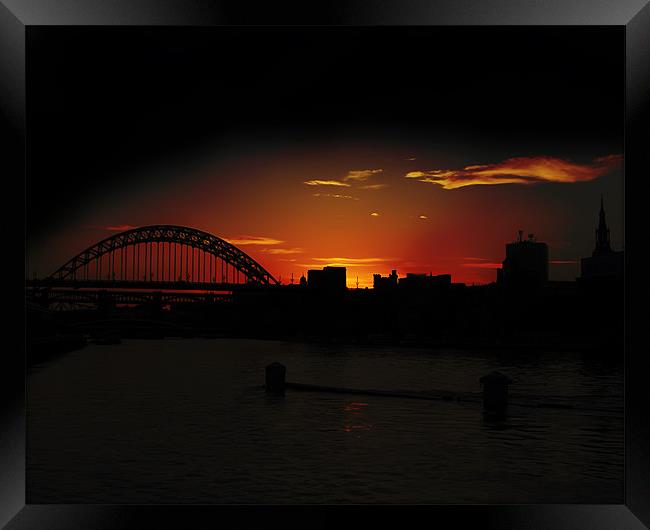 tyne bridge sunset silhouette. Framed Print by Northeast Images