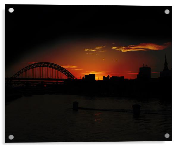 tyne bridge sunset silhouette. Acrylic by Northeast Images