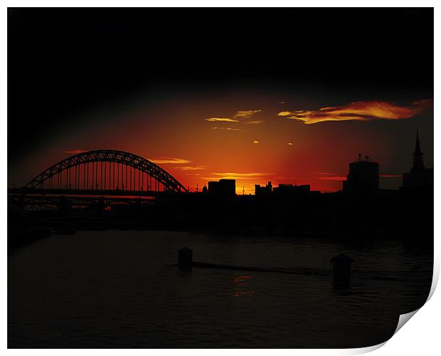 tyne bridge sunset silhouette. Print by Northeast Images