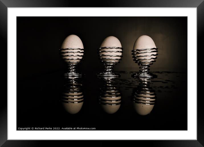 Retro  Egg cup reflections Framed Mounted Print by Richard Perks