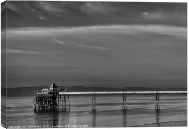 Black and White Clevedon Pier Canvas Print by Rory Hailes