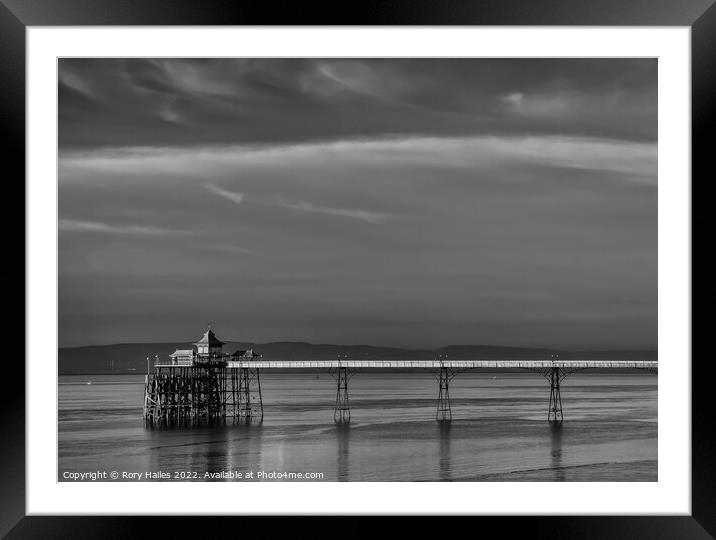 Black and White Clevedon Pier Framed Mounted Print by Rory Hailes