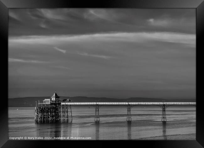 Black and White Clevedon Pier Framed Print by Rory Hailes