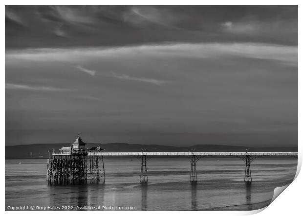 Black and White Clevedon Pier Print by Rory Hailes