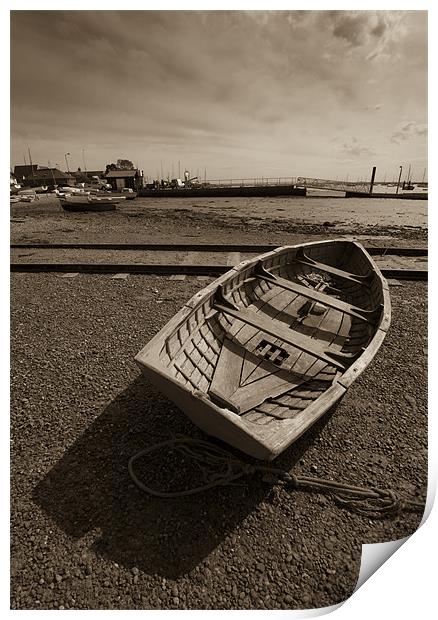 Beached rowing boat, West Mersea Print by Gary Eason