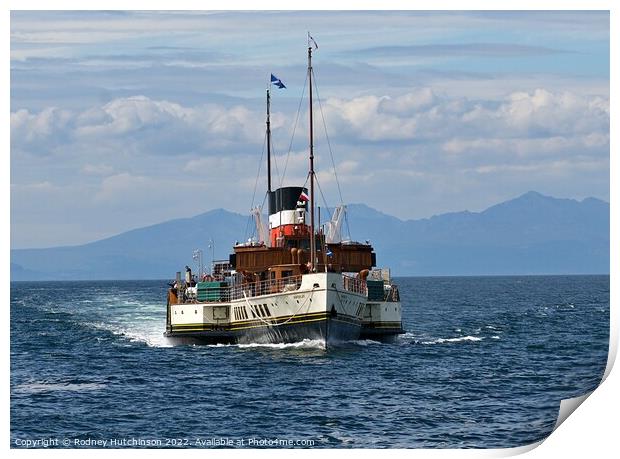 Steamship Waverley approaching Ayr Print by Rodney Hutchinson