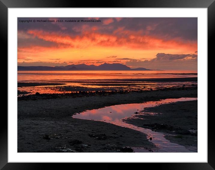 low tide sunset Framed Mounted Print by Michael Dixon