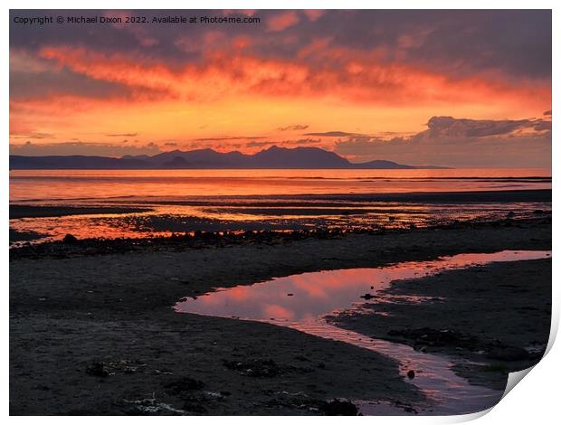 low tide sunset Print by Michael Dixon