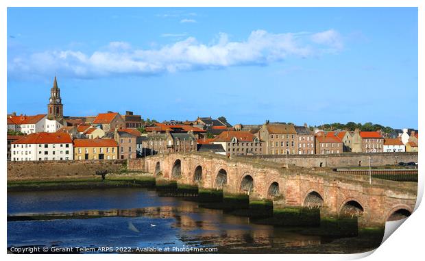 The Old Bridge and Tweed, Berwick upon Tweed, Northumberland, UK Print by Geraint Tellem ARPS