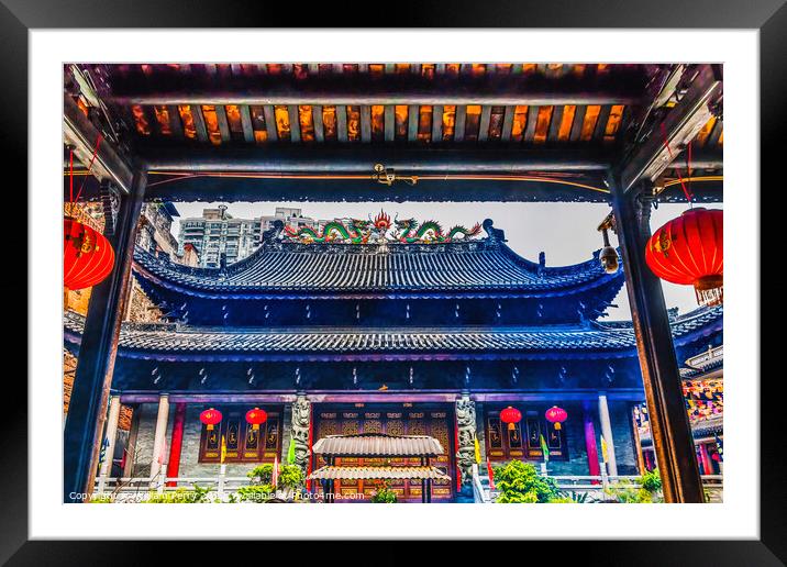 Six Banyan Tree Buddhist Temple Guangzhou Guangdong China Framed Mounted Print by William Perry