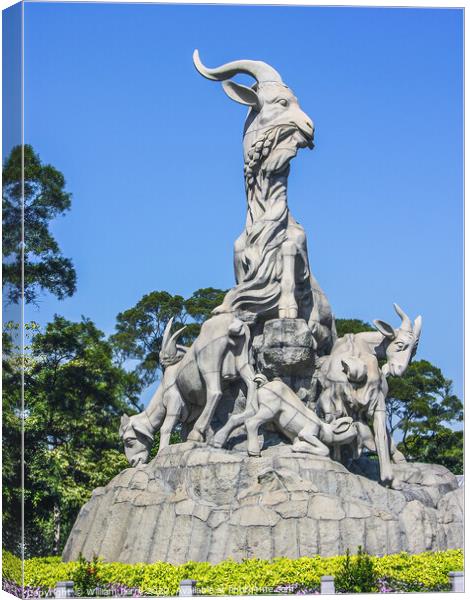Five Goat Statue Yue Xiu Park Guangzhou Guangdong China Canvas Print by William Perry