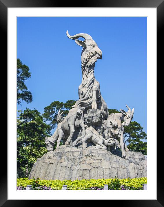 Five Goat Statue Yue Xiu Park Guangzhou Guangdong China Framed Mounted Print by William Perry