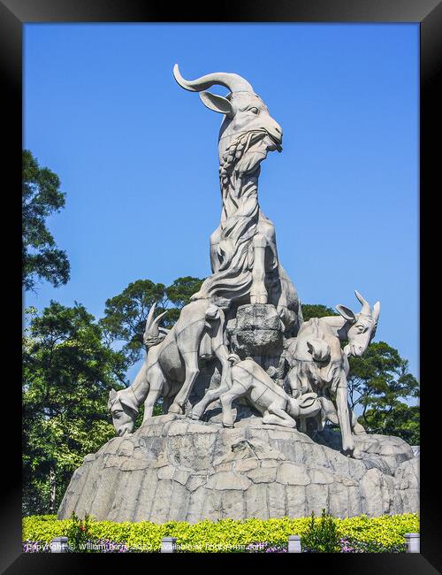 Five Goat Statue Yue Xiu Park Guangzhou Guangdong China Framed Print by William Perry