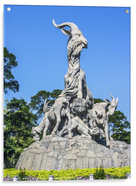 Five Goat Statue Yue Xiu Park Guangzhou Guangdong China Acrylic by William Perry