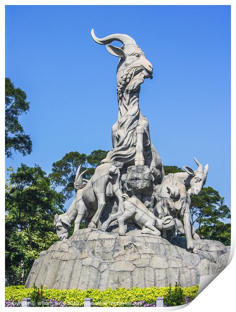 Five Goat Statue Yue Xiu Park Guangzhou Guangdong China Print by William Perry