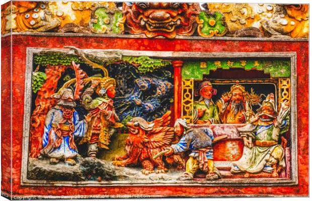 Ceramic Figures Chen Taoist Temple Guangzhou Guangdong China Canvas Print by William Perry