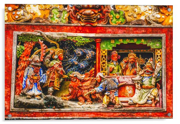 Ceramic Figures Chen Taoist Temple Guangzhou Guangdong China Acrylic by William Perry