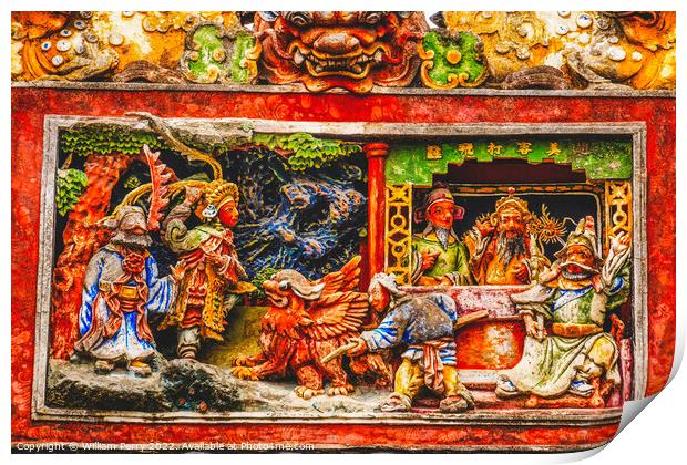 Ceramic Figures Chen Taoist Temple Guangzhou Guangdong China Print by William Perry