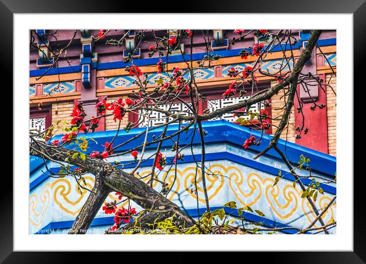 Flower Sun Yat-Sen Memorial Guangzhou Guangdong China Framed Mounted Print by William Perry