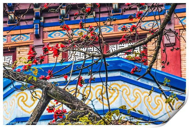 Flower Sun Yat-Sen Memorial Guangzhou Guangdong China Print by William Perry