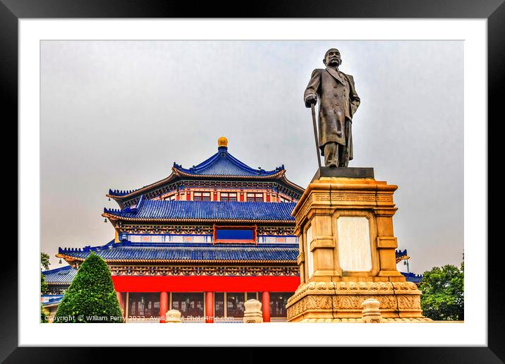 Sun Yat-Sen Memorial Statue Guangzhou Guangdong Province China Framed Mounted Print by William Perry