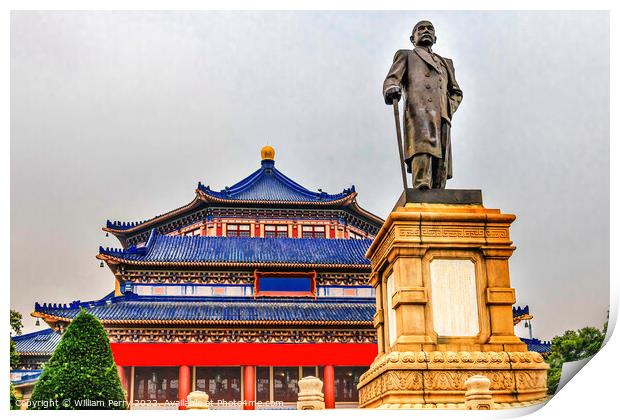 Sun Yat-Sen Memorial Statue Guangzhou Guangdong Province China Print by William Perry