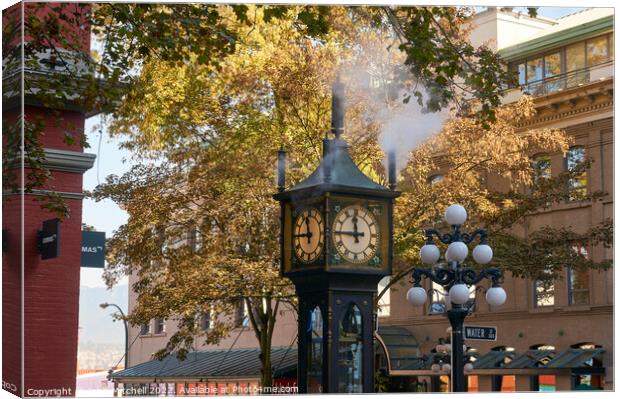 Gastown Steam Clock in Vancouver Canvas Print by John Mitchell