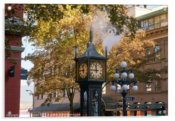 Gastown Steam Clock in Vancouver Acrylic by John Mitchell