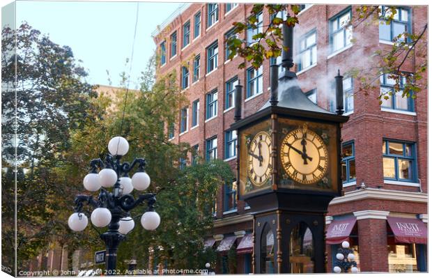 Vancouver Gastown Steam Clock Canvas Print by John Mitchell