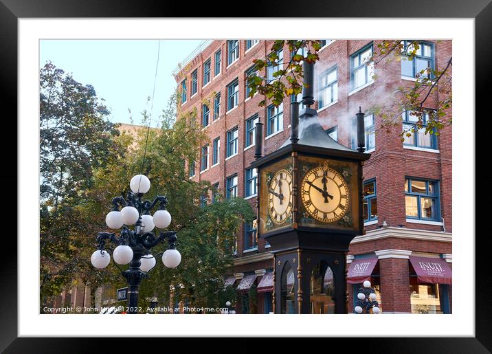 Vancouver Gastown Steam Clock Framed Mounted Print by John Mitchell
