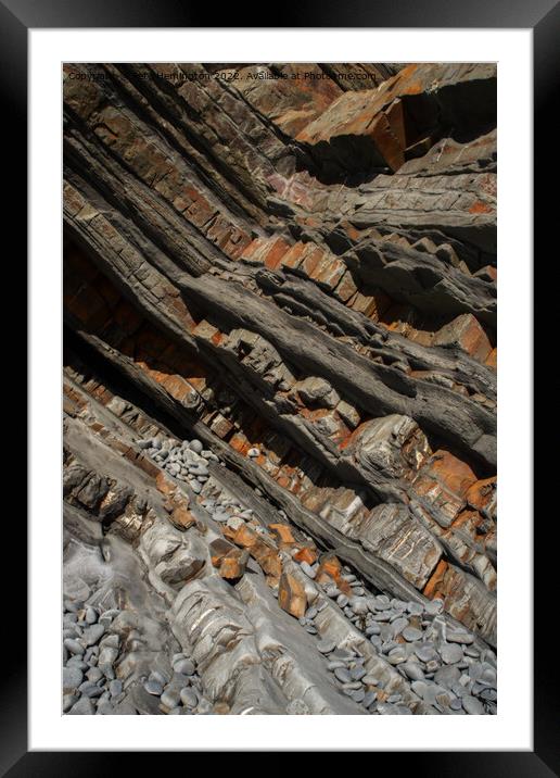 Rock Strata at Hartland Framed Mounted Print by Pete Hemington