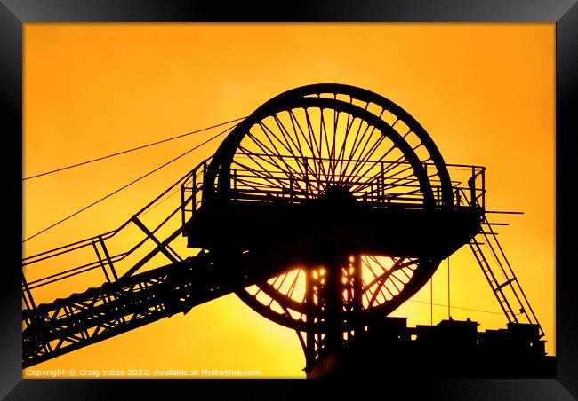 Mineshaft Headgear Silhouette Sunset Framed Print by Craig Yates