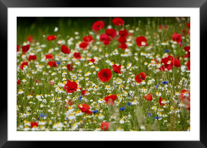Poppy  field Framed Mounted Print by Simon Johnson