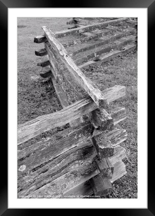 Old Zigzagging Wooden Fence Framed Mounted Print by John Mitchell