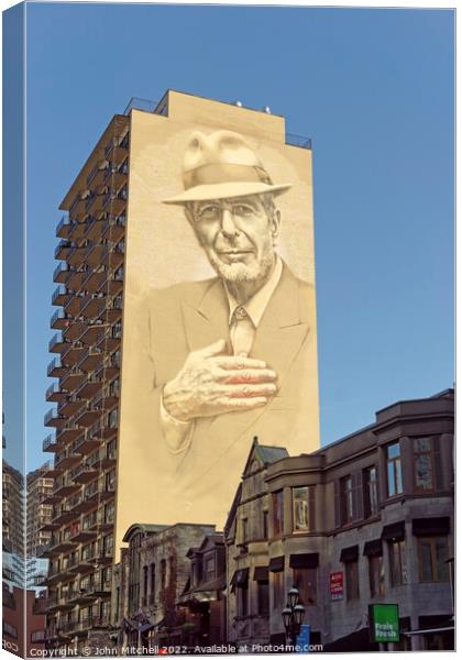 Leonard Cohen Mural in Montreal Canvas Print by John Mitchell