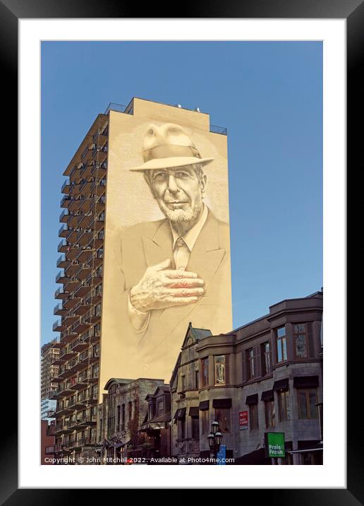 Leonard Cohen Mural in Montreal Framed Mounted Print by John Mitchell