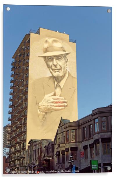 Leonard Cohen Mural in Montreal Acrylic by John Mitchell