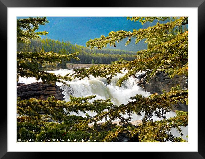 Rocky Mountain River & Waterfall Framed Mounted Print by Peter Blunn