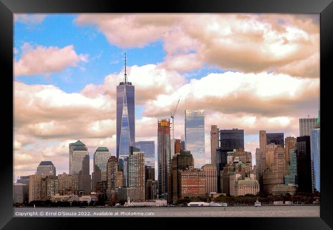 Manhattan Skyline Framed Print by Errol D'Souza