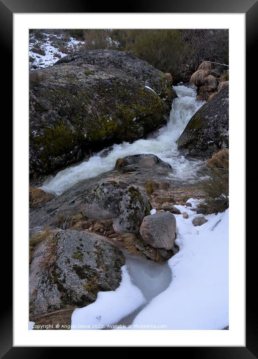 Serra da Estrela waterfalls and snow Framed Mounted Print by Angelo DeVal