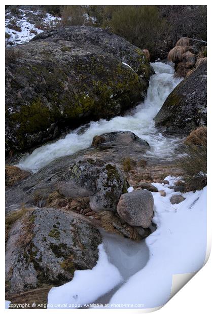 Serra da Estrela waterfalls and snow Print by Angelo DeVal