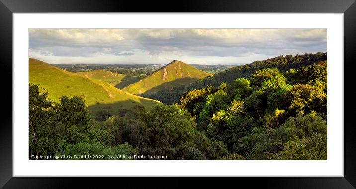 The view of Thorpe Cloud from Air Cottage Farm Framed Mounted Print by Chris Drabble