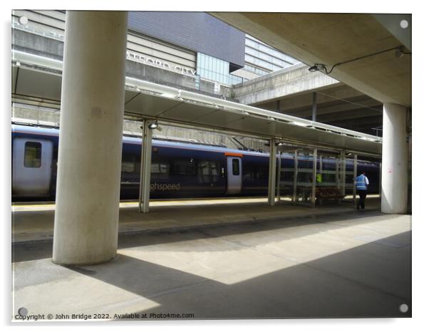 Javelin Train at Stratford International Acrylic by John Bridge